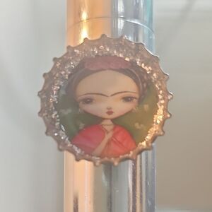 Fridah Kahlo Bottle Cap Frida Portrait Magnet